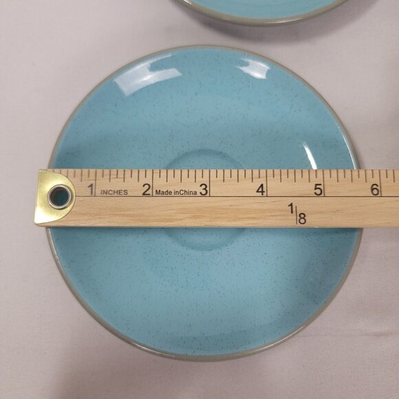 Vintage Lot of 6 HarkerWare Harker Ware Blue Gray Saucers Plates Saucer speckled - Picture 4 of 6